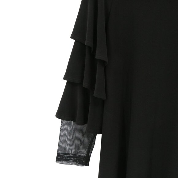 IC Collection Layered Sleeve with Mesh Long Sleeve Black Knit Tunic Top S - Picture 4 of 6